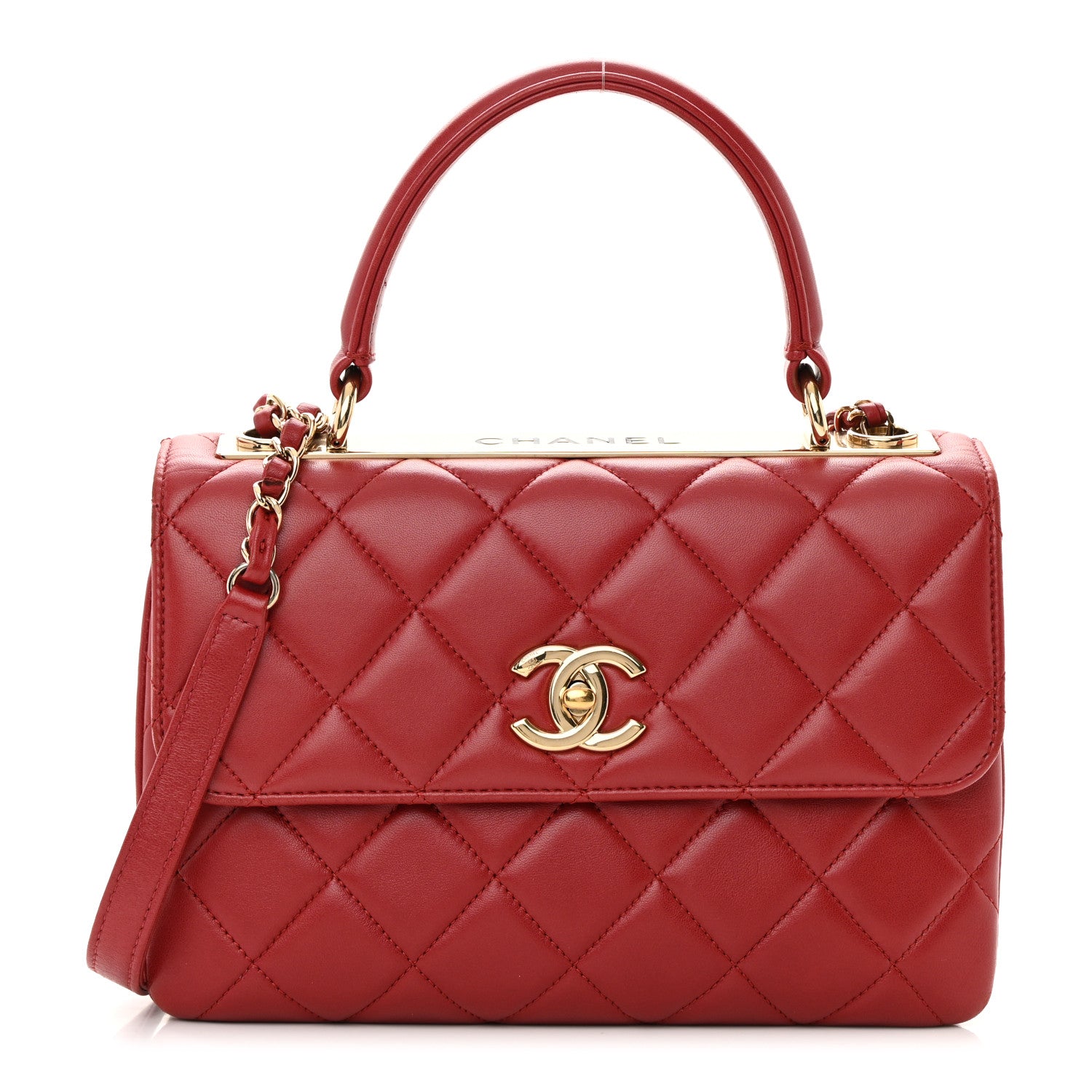Chanel Lambskin Quilted Small Trendy CC Flap Dual Handle Bag Red 1 of 17