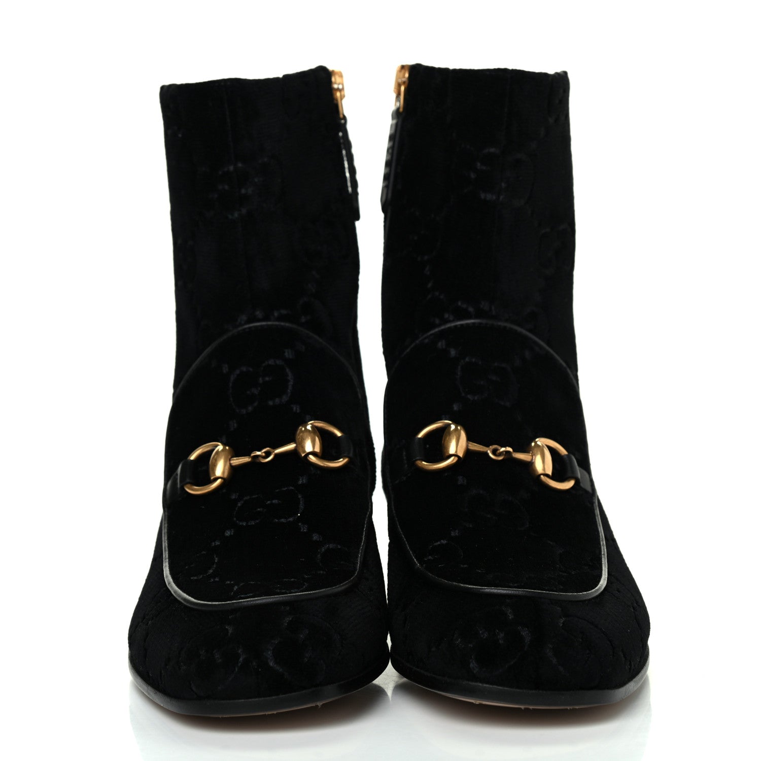 Gucci Velvet GG Monogram Crystal Horsebit Ankle Boots 36 Black 2 of 12