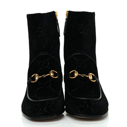 Gucci Velvet GG Monogram Crystal Horsebit Ankle Boots 36 Black 2 of 12