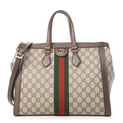 Gucci GG Supreme Monogram Web Medium Ophidia Tote Bag Brown 1 of 13