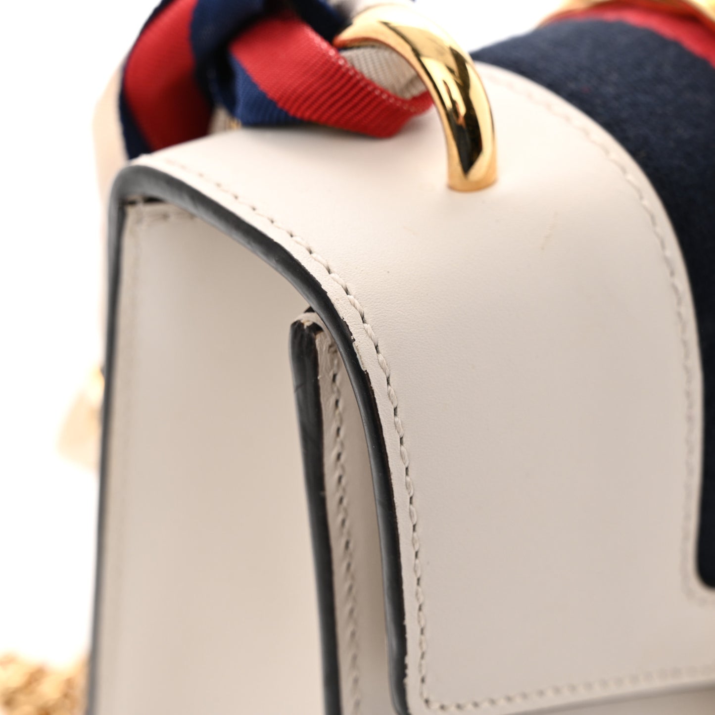 Calfskin Mini Sylvie Chain Shoulder Bag White