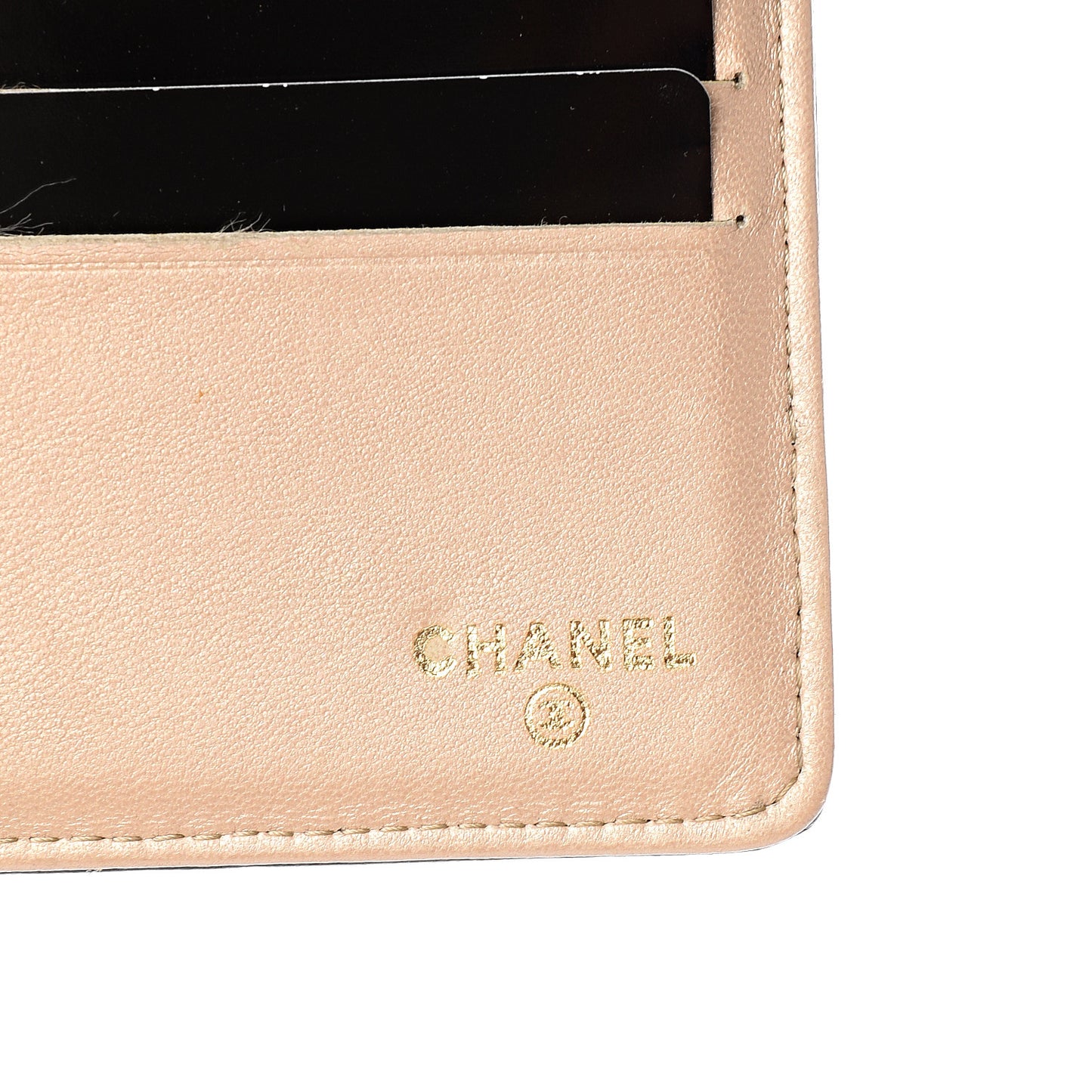 Lambskin Camellia Embossed Large Flap Wallet Black