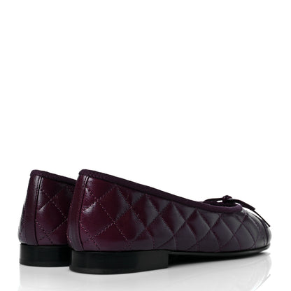 Chanel Crumpled Lambskin Quilted CC Cap Toe Ballerina Flats 36 Burgundy 4 of 10
