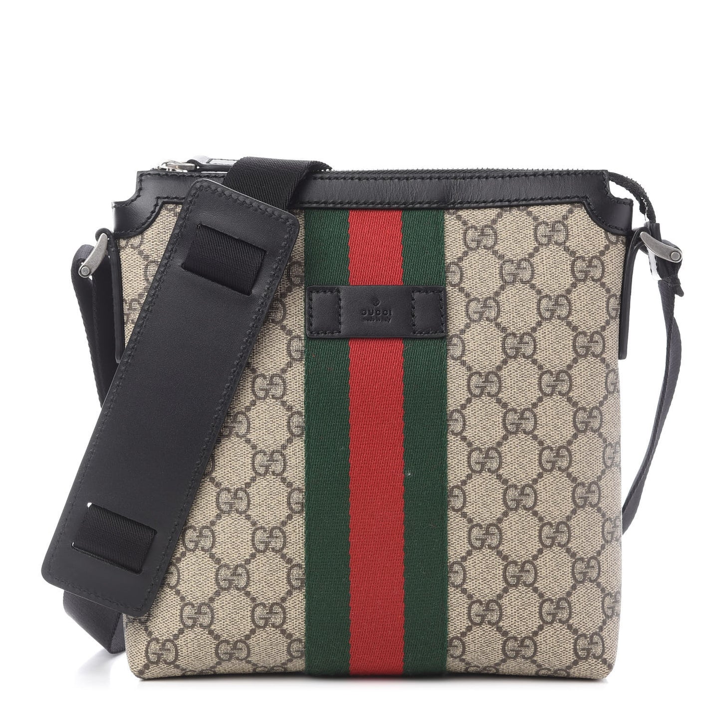 GG Supreme Monogram Web Messenger Bag Black