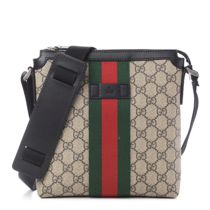 Gucci GG Supreme Monogram Web Messenger Bag Black 1 of 9