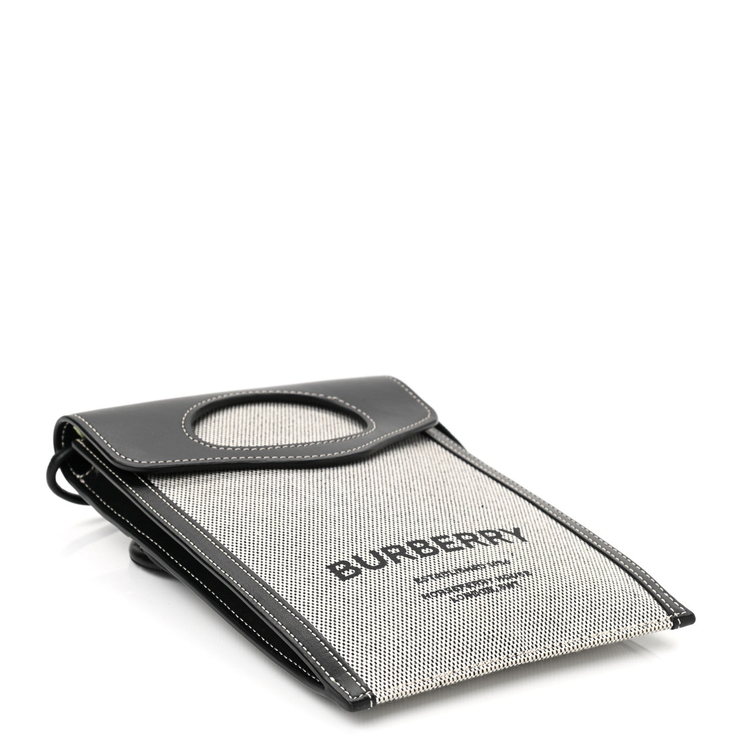 Burberry Cotton Canvas Calfskin Two Tone Phone Case Black 4 of 9