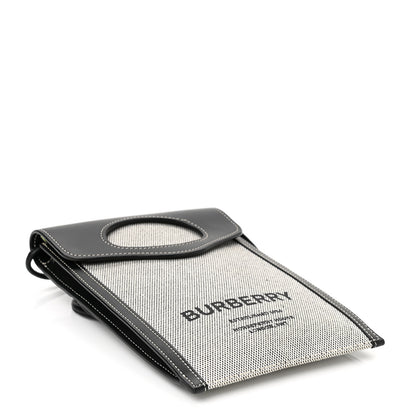 Burberry Cotton Canvas Calfskin Two Tone Phone Case Black 4 of 9