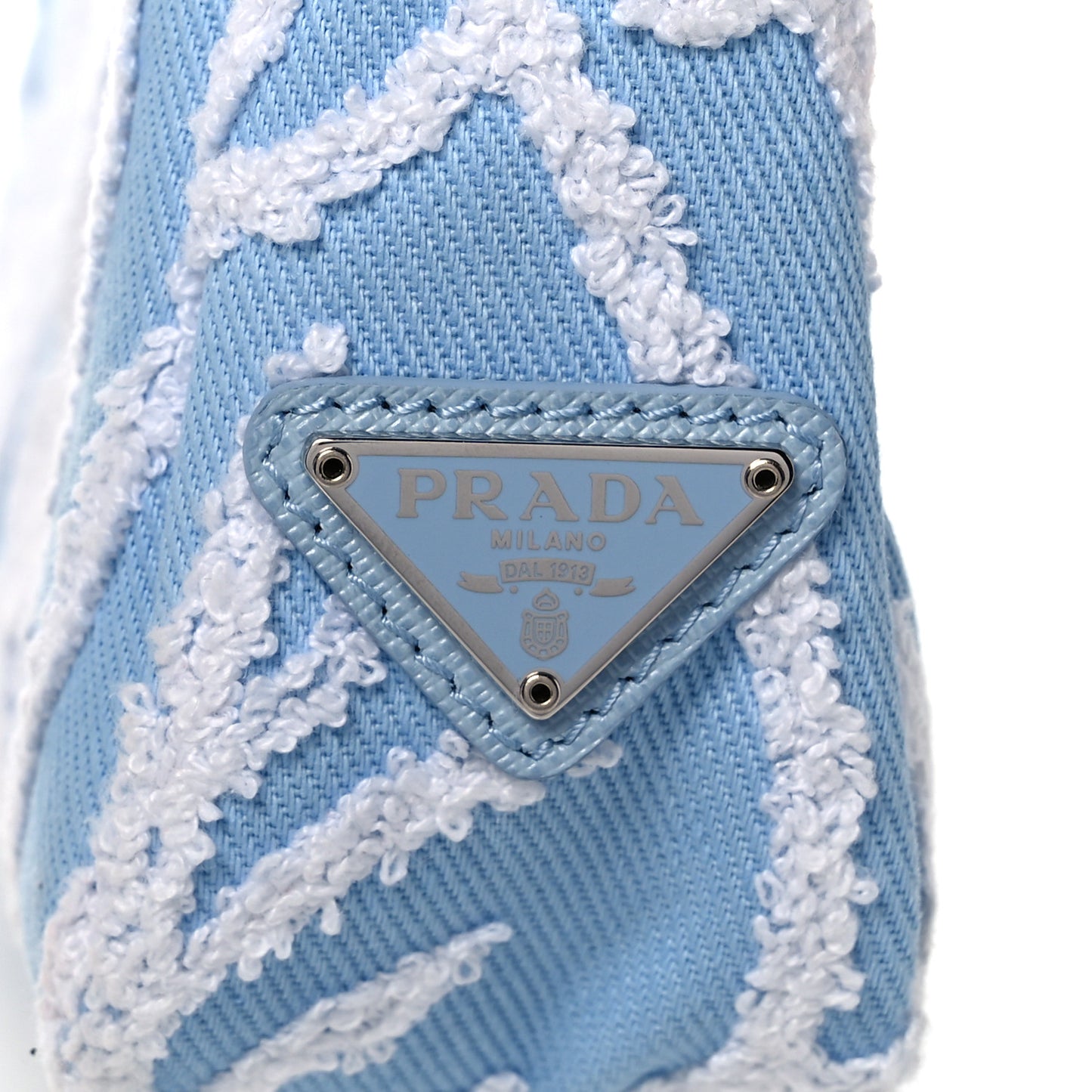 Nylon Embroidered Drill Mini Re-Edition 2000 Bag Sky Blue White