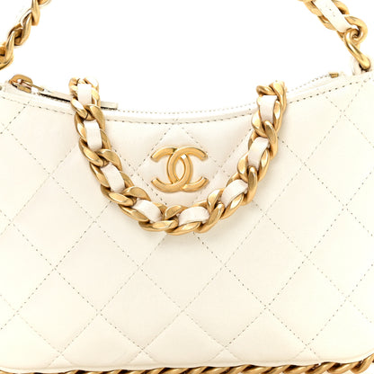 Chanel Shiny Crumpled Lambskin Quilted Trendy Chain Around Hobo White 8 of 10