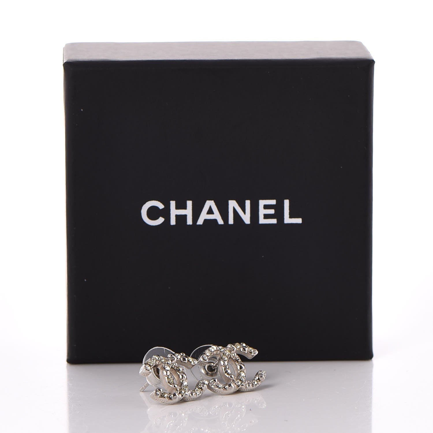 Chanel Crystal CC Earrings Silver 7 of 7