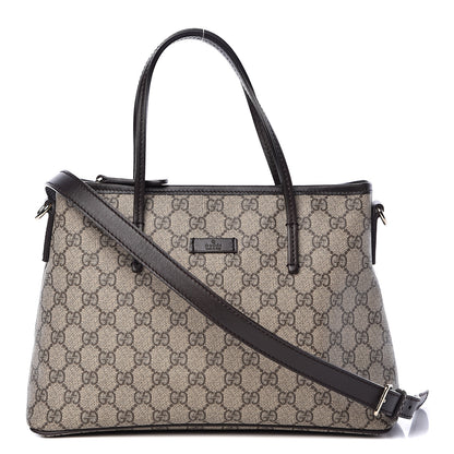 Gucci GG Supreme Monogram Small Zippered Tote Dark Brown 1 of 12