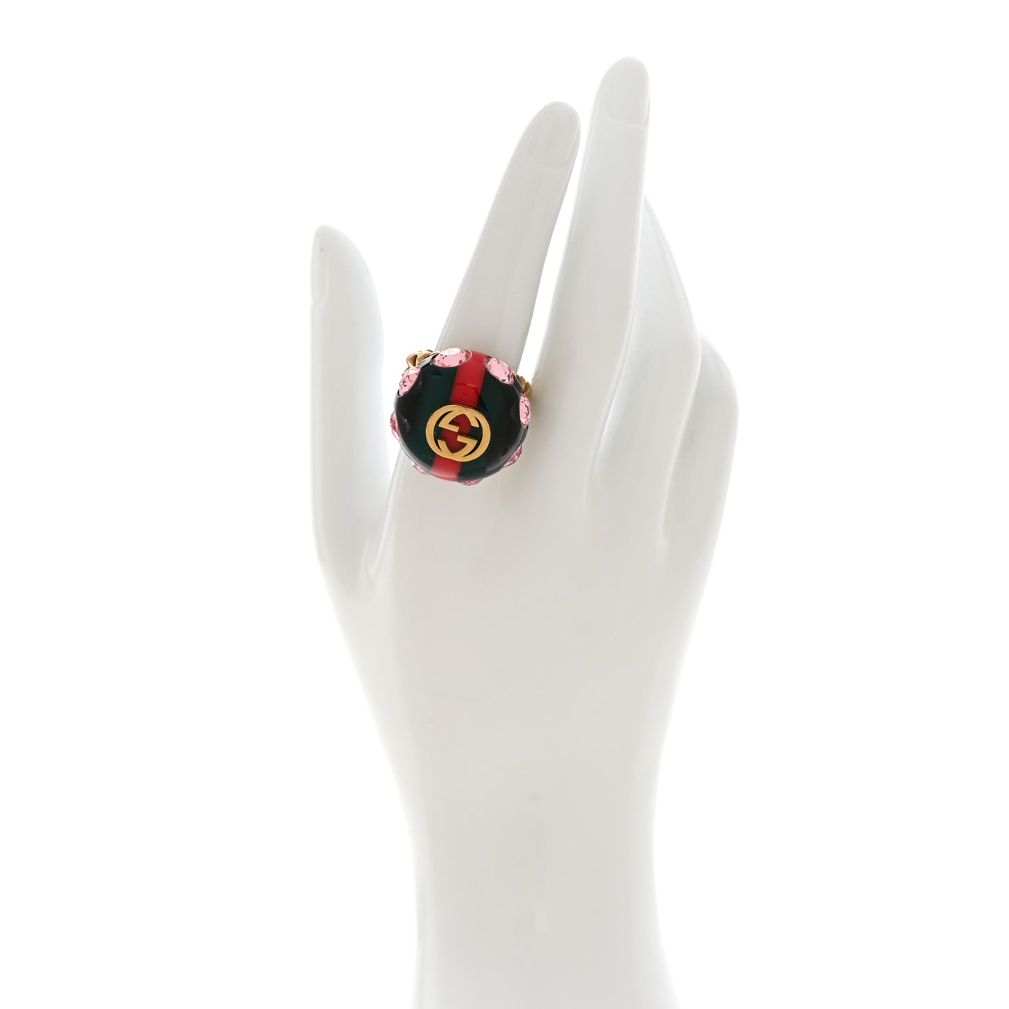 Crystal Resin Sylvie Vintage Web Ring M Green Red