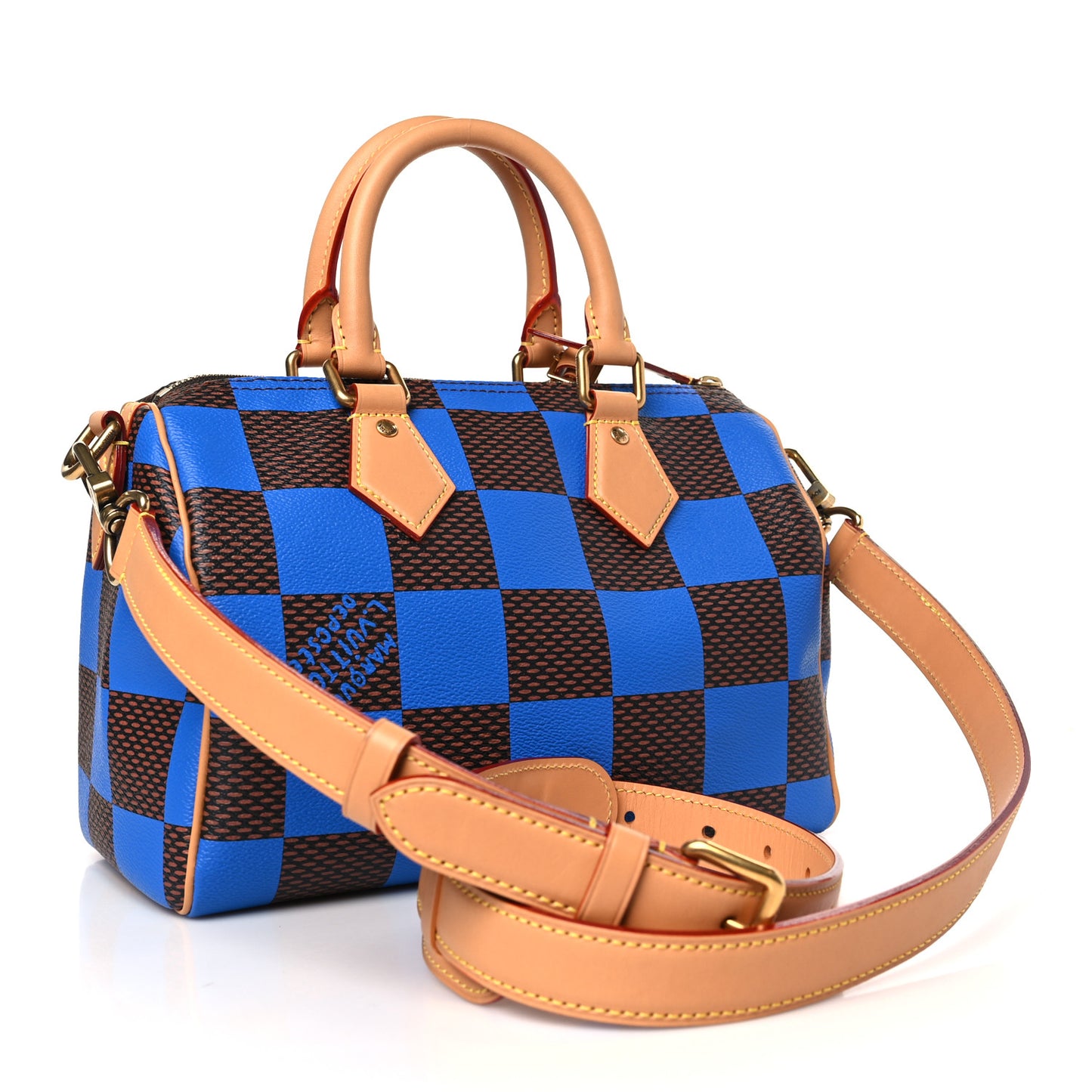 Damier Pop Speedy Bandouliere 25 Blue