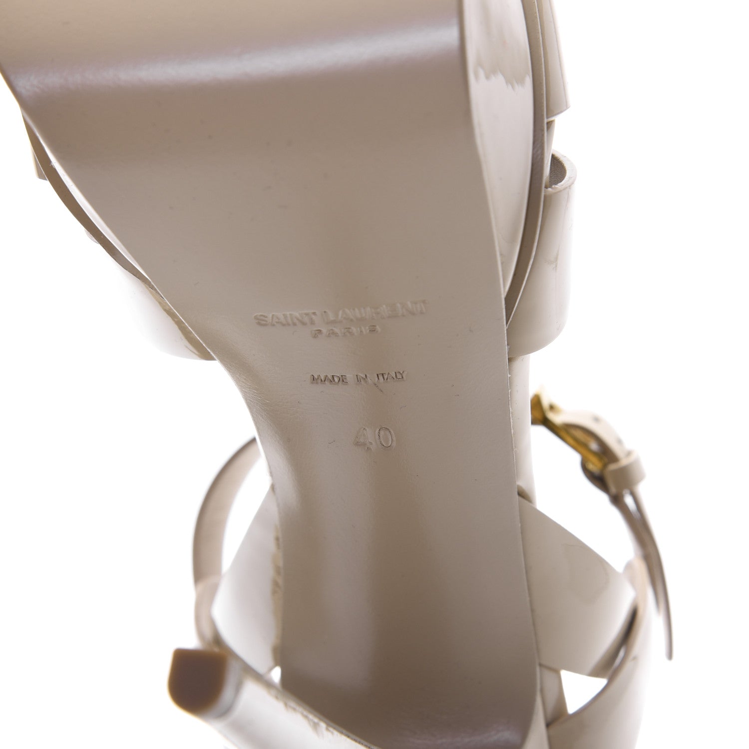 Saint Laurent Patent Tribute 105 Platform Sandals 40 Nude Powder 6 of 9