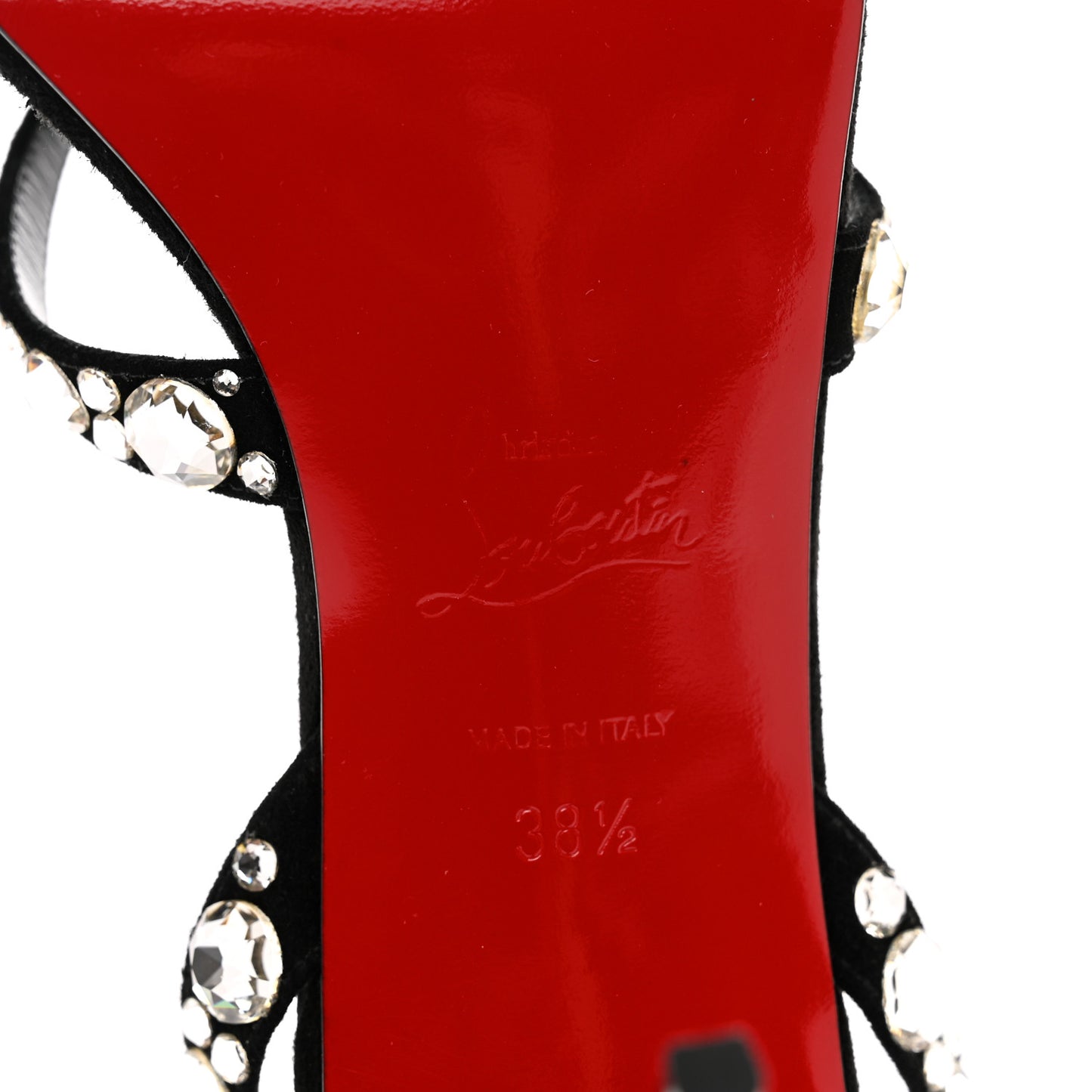 Veau Velours Crystal Embellished Emilie 85 Sandals 38.5 Black