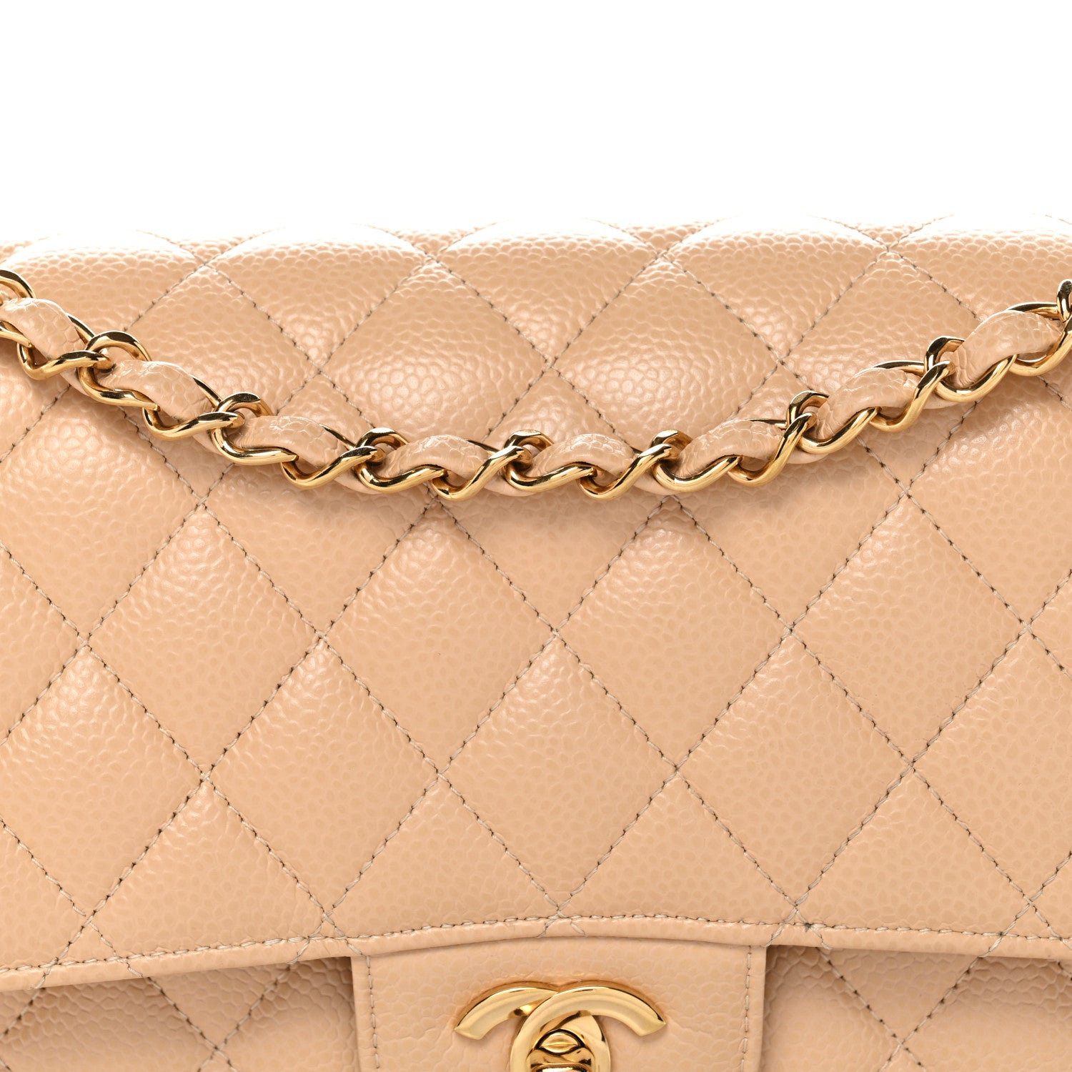 Chanel Caviar Quilted Medium Double Flap Beige 8 of 12