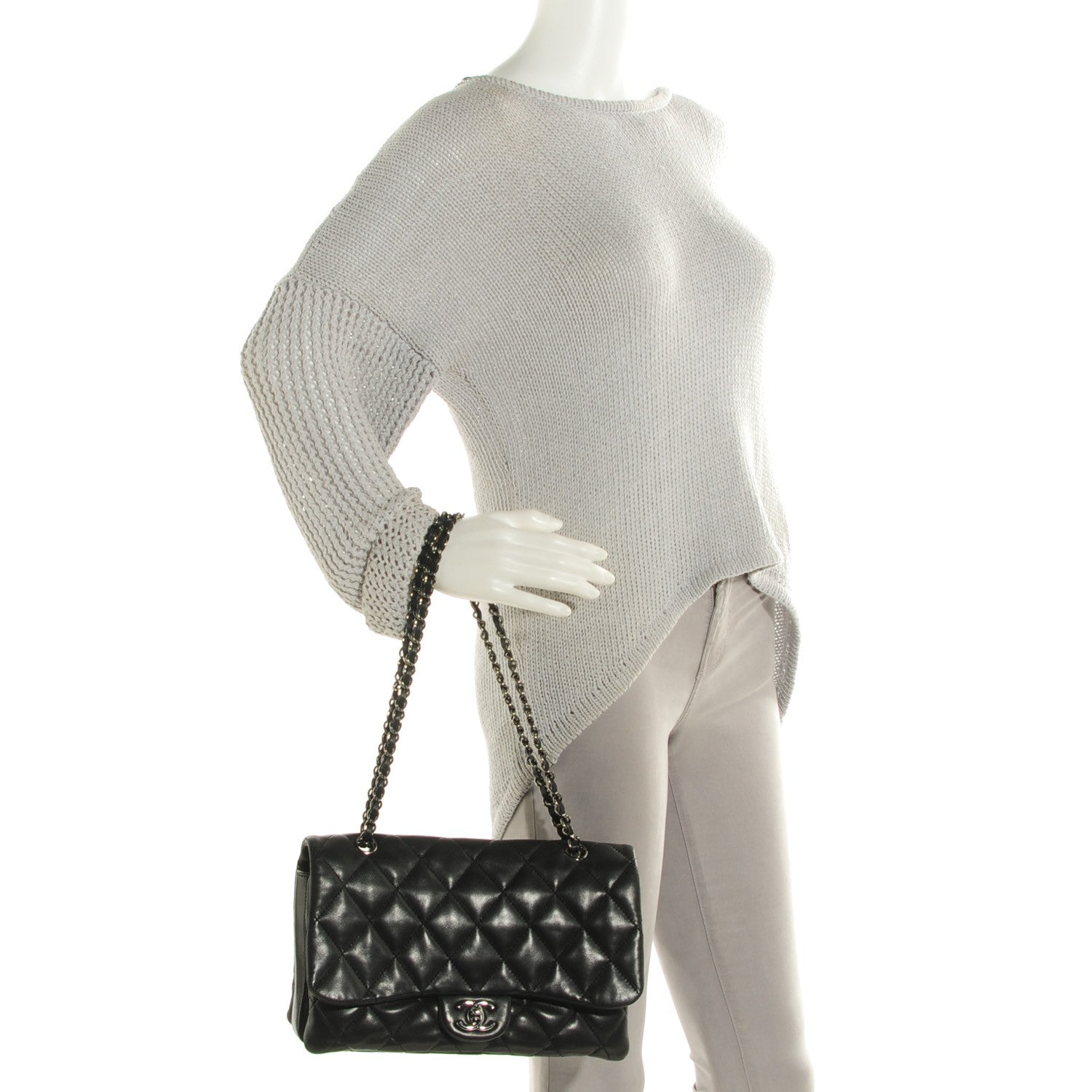 Chanel Lambskin Quilted Large 3 Flap Black 2 of 8