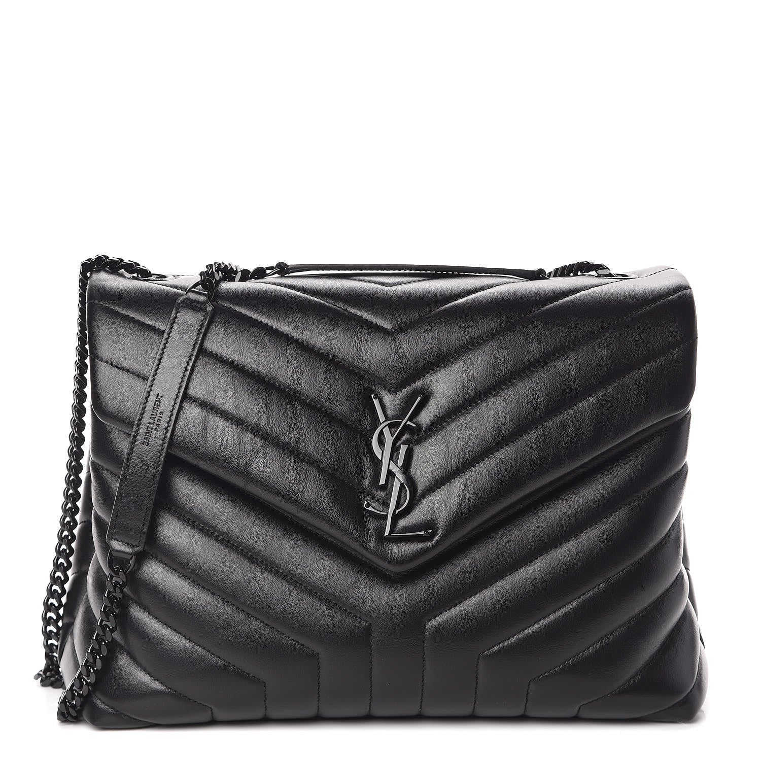 Saint Laurent Calfskin Y Quilted Monogram Medium Loulou Chain Satchel Black 1 of 9