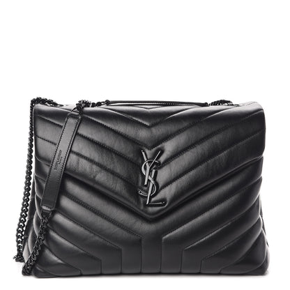 Saint Laurent Calfskin Y Quilted Monogram Medium Loulou Chain Satchel Black 1 of 9