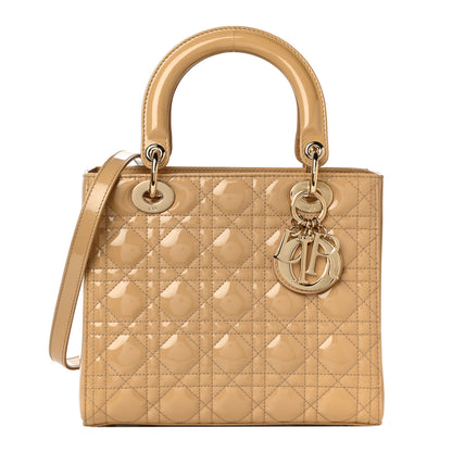 Christian Dior Patent Cannage Medium Lady Dior Beige 1 of 13