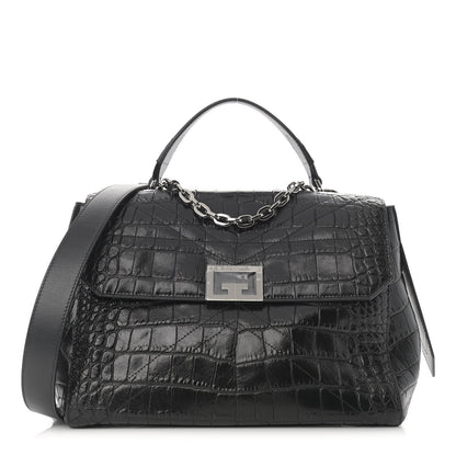 Givenchy Crocodile Embossed Calfskin Medium ID Flap Black 1 of 10