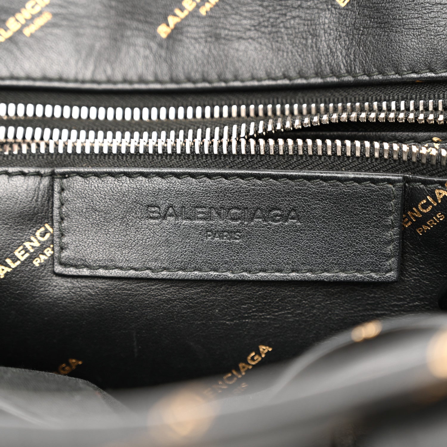 Balenciaga Calfskin Allover Logo XS Bazar Shopper Tote Black Gold 6 of 20
