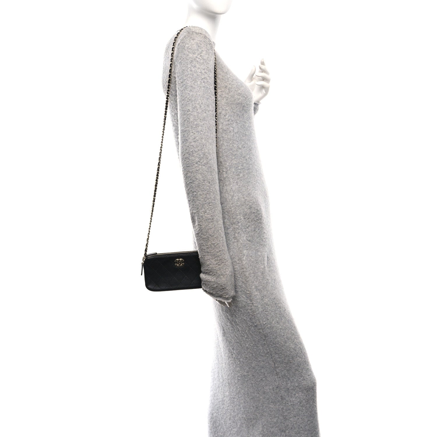 Chanel Goatskin Enamel Quilted Small Clutch With Chain Black 2 of 12