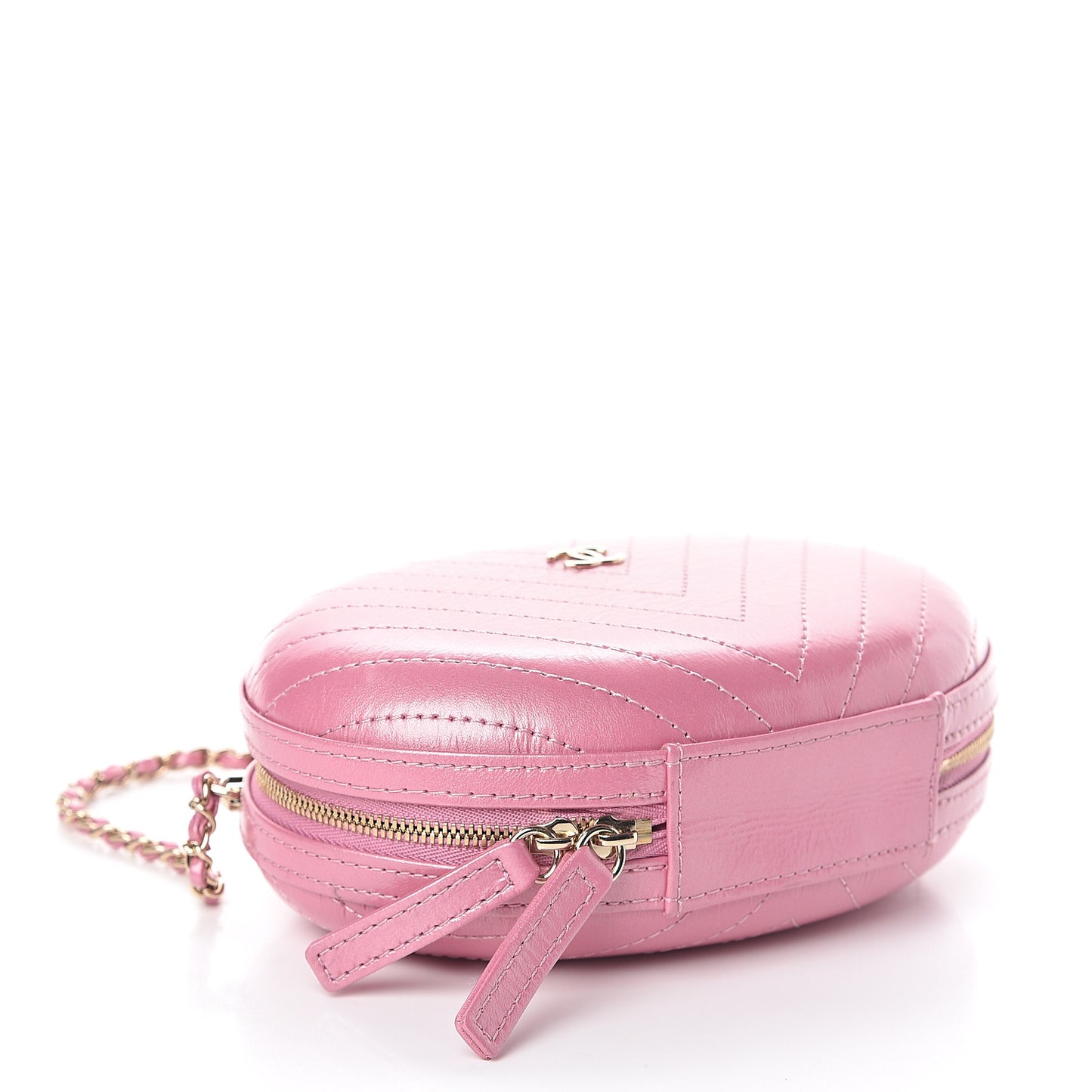Calfskin Chevron Stitched Evening Bag Pink