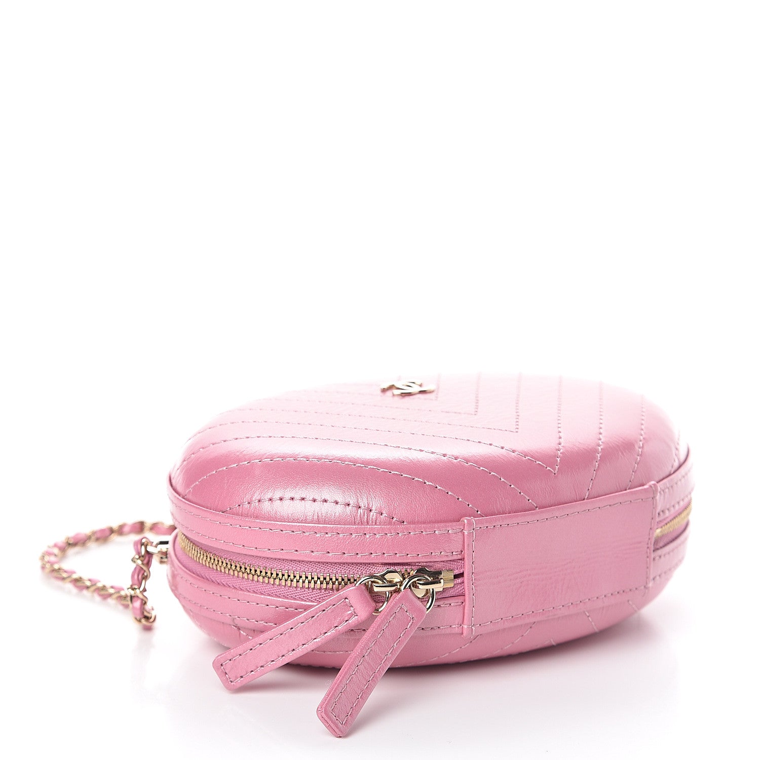 Chanel Calfskin Chevron Stitched Evening Bag Pink 3 of 8
