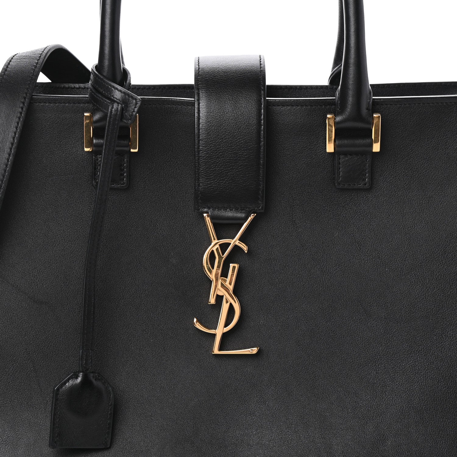 Saint Laurent Smooth Calfskin Medium Monogram Cabas Black 7 of 7