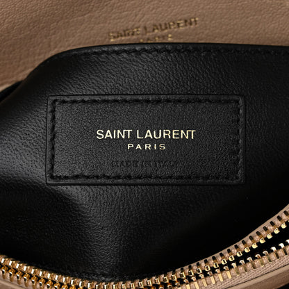Saint Laurent Sheepskin Matelasse Chevron Monogram Medium College Bag Dark Beige 6 of 11