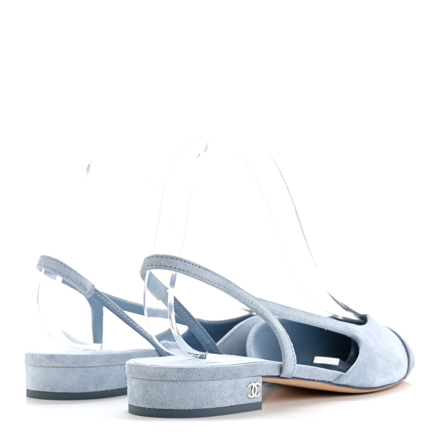 Suede Cap Toe CC Coco Slingback Pumps 39 Light Blue