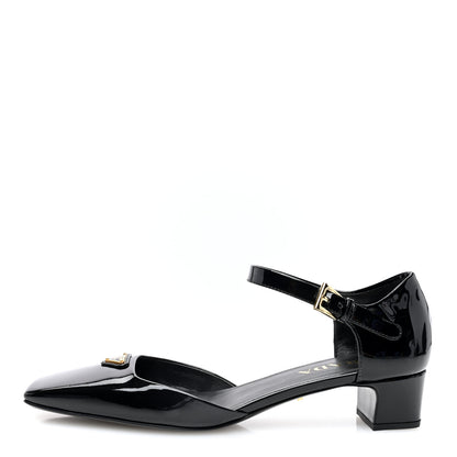 Prada Patent Triangle Squared Toe 35mm Pumps 39 Black 1 of 8