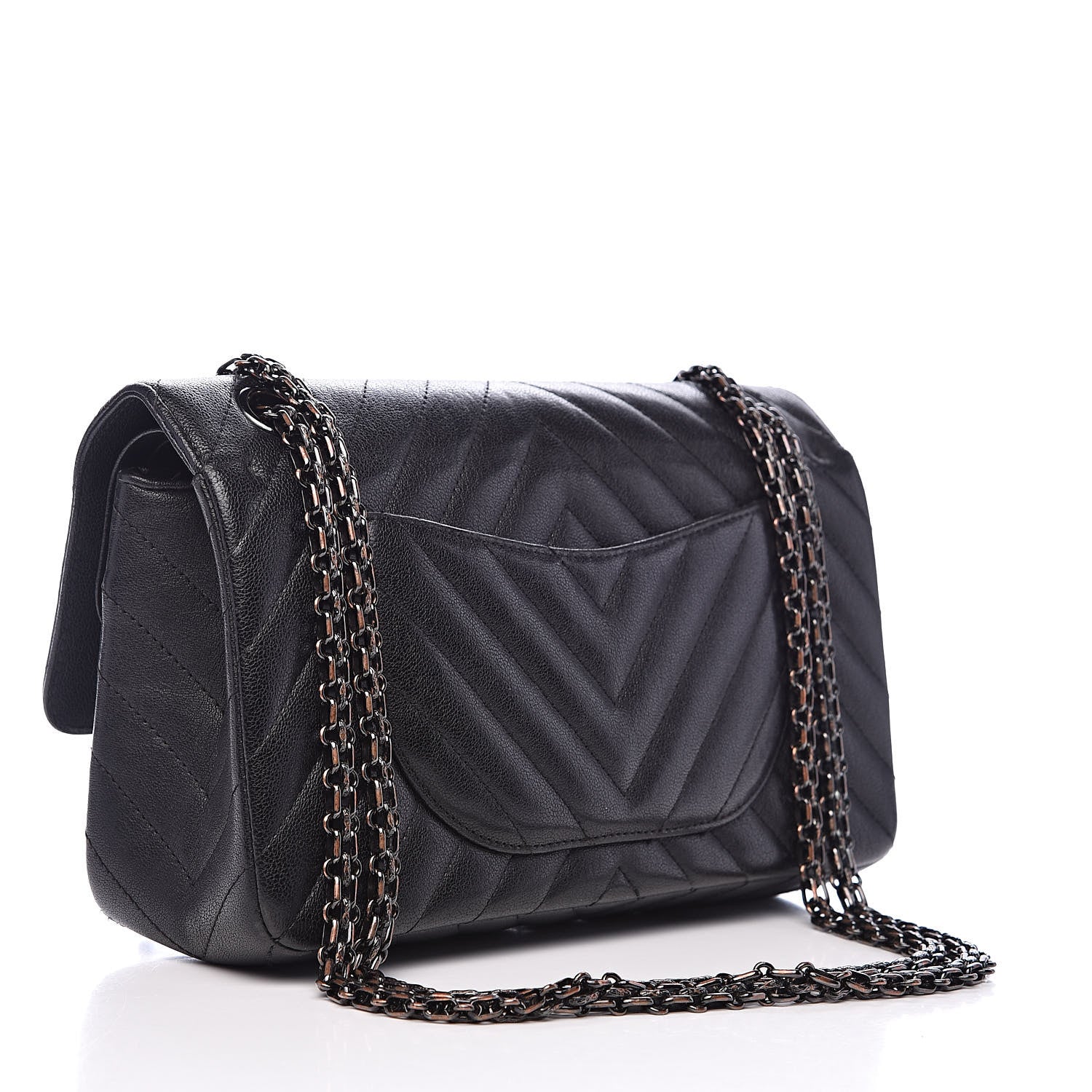 Chanel Sheepskin Chevron Quilted 2.55 Reissue 225 Double Flap So Black 3 of 18