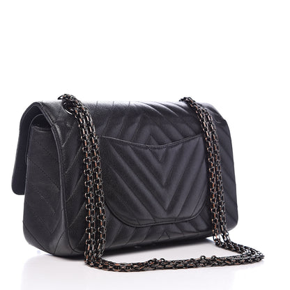 Chanel Sheepskin Chevron Quilted 2.55 Reissue 225 Double Flap So Black 3 of 18