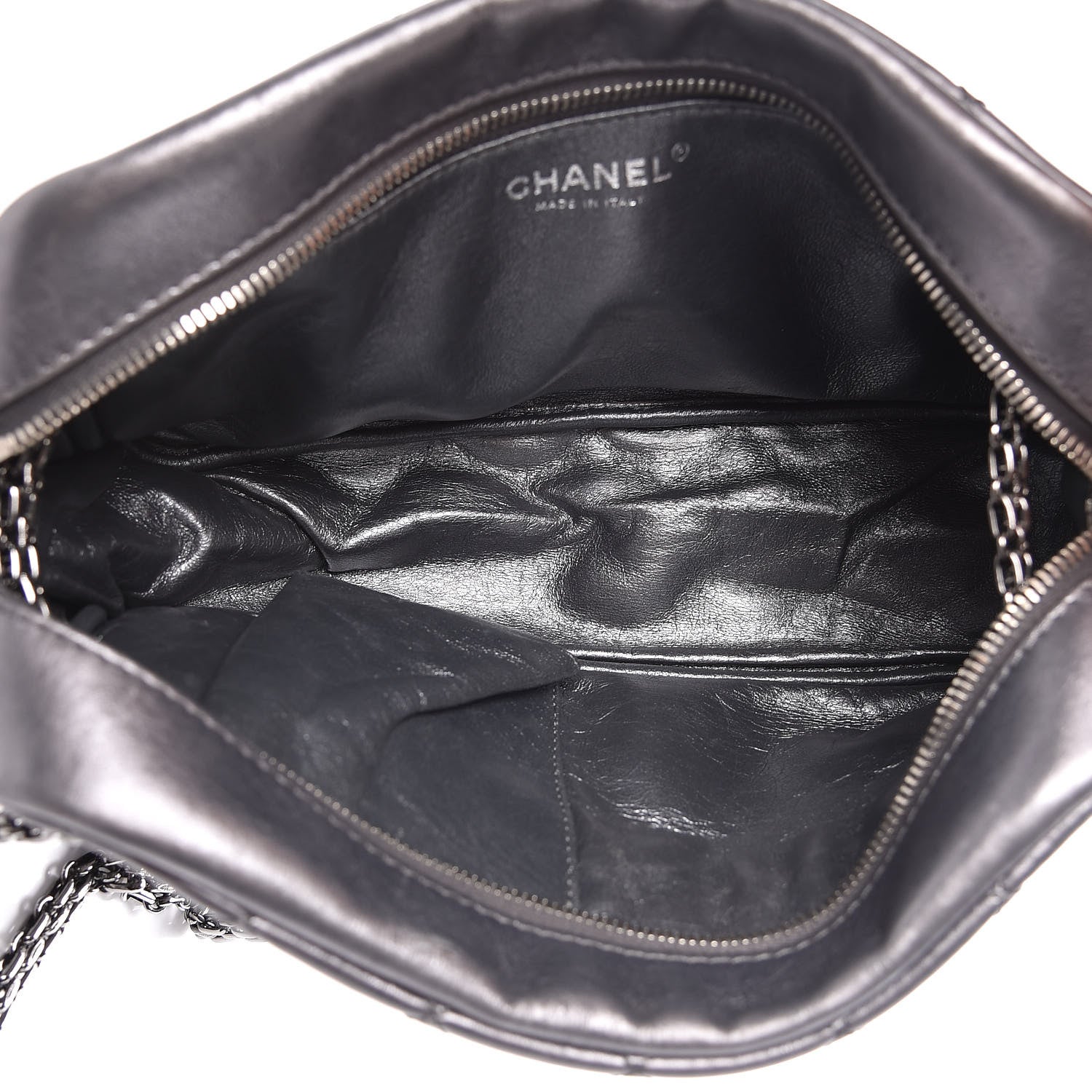 Chanel Metallic Aged Calfskin Quilted Medium Reissue Camera Case Dark Silver 5 of 9