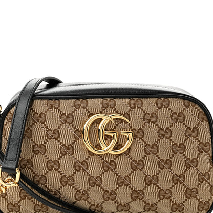 Gucci Monogram Matelasse Diagonal Small GG Marmont Chain Shoulder Bag Beige Black 8 of 10