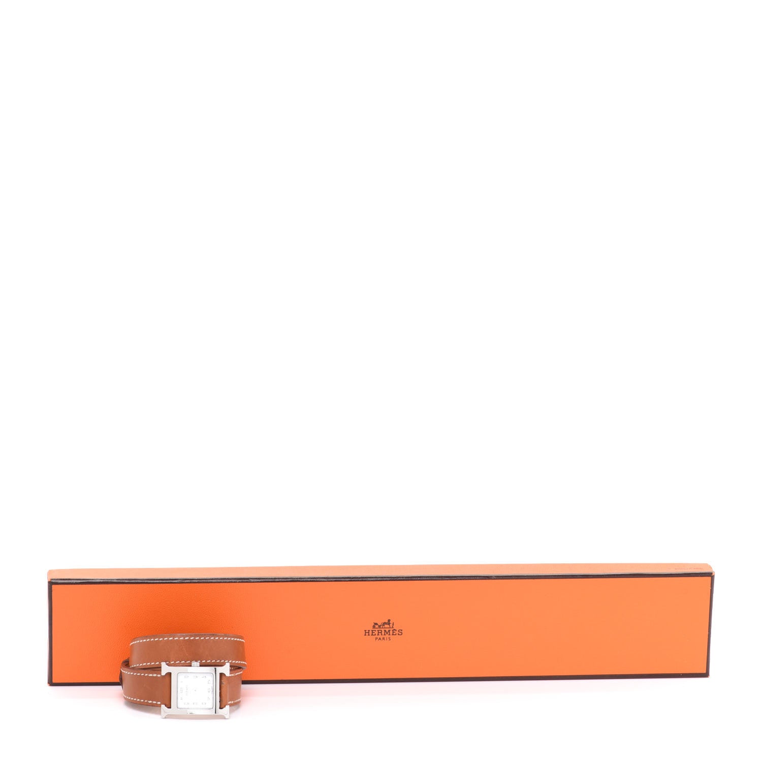 Hermes Stainless Steel Barenia 21mm Heure H Hour Double Tour Quartz Watch Fauve 5 of 5