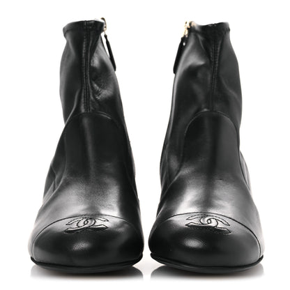 Chanel Stretch Lambskin Cap Toe CC Short Boots 36.5 Black 3 of 12