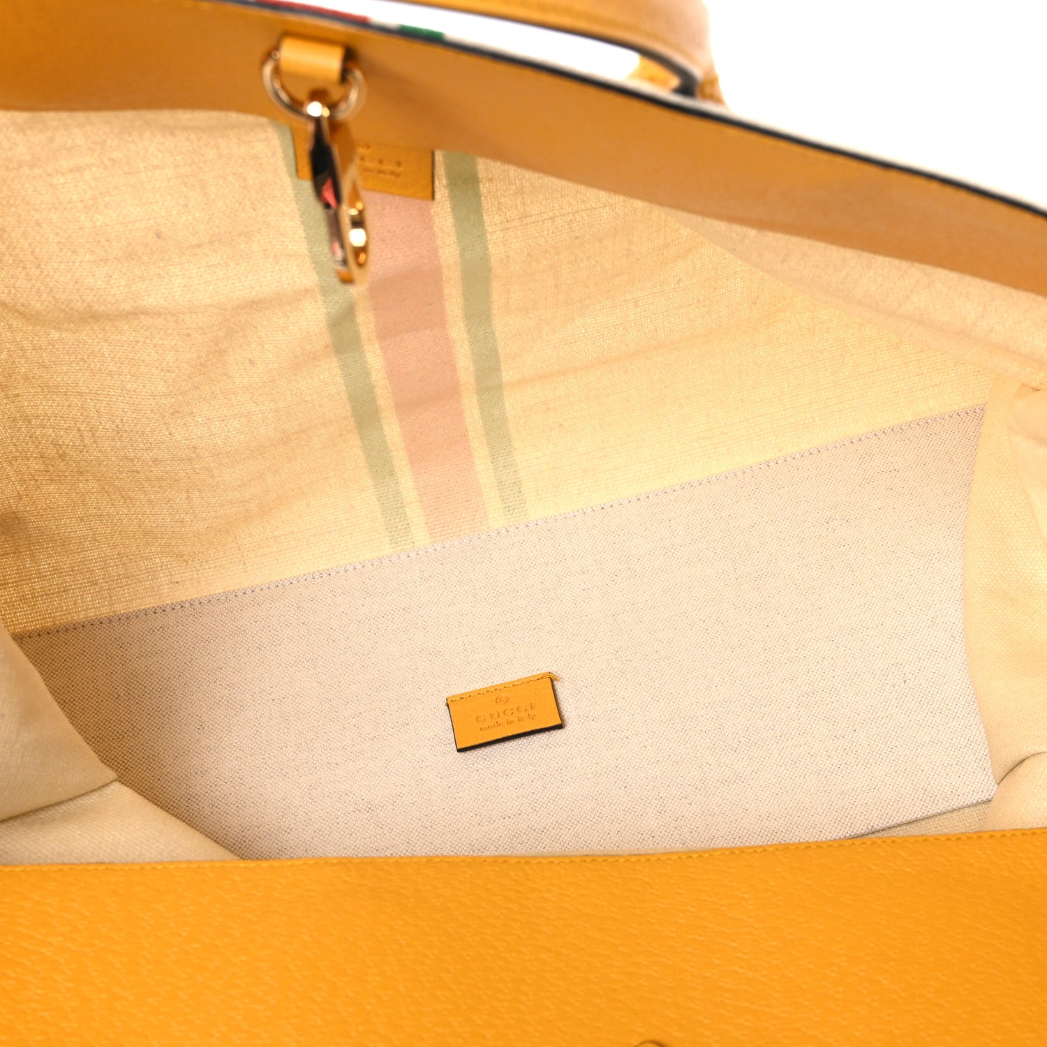 Gucci Linen Heavy Canvas Textured Dollar Calfskin Web Large Retro Interlocking G Foldable Tote Light Beige 5 of 10