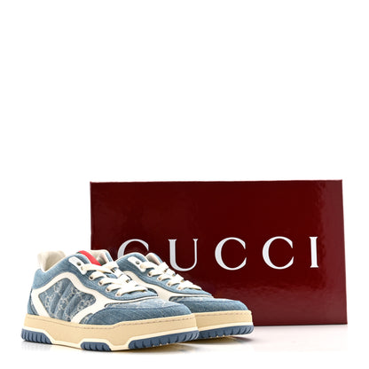 Gucci New Denim Delave GG Monogram Womens Re-Web Sneakers 37.5 Light Blue Royale 10 of 10