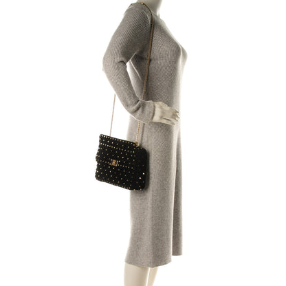 Valentino Garavani Velvet Medium Rockstud Spike Shoulder Bag Black 2 of 6