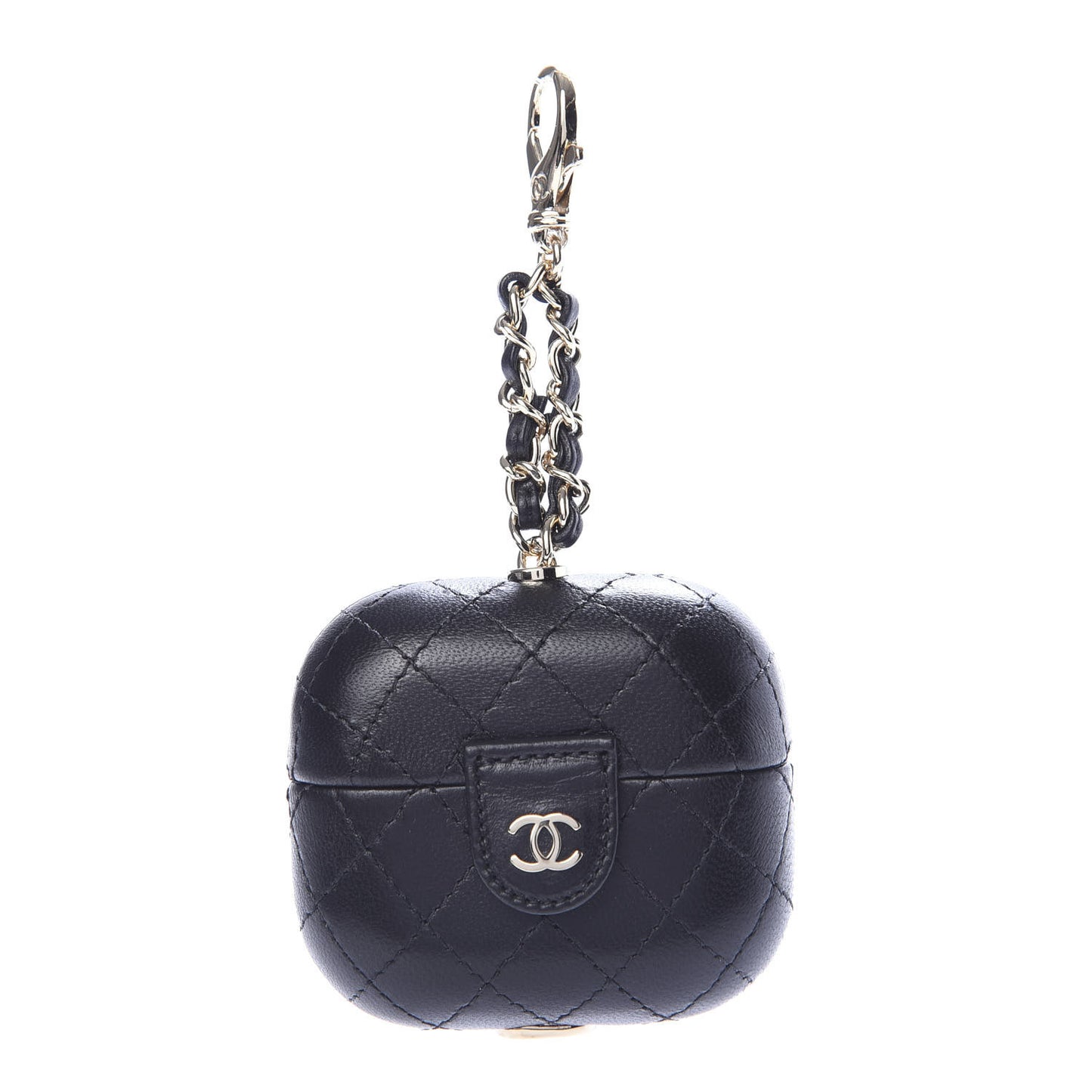 Lambskin Quilted Airpods Pro Case With Chain Black