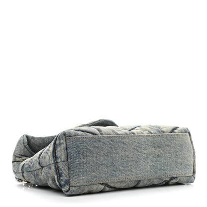Saint Laurent Denim Quilted Toy Loulou Puffer Monogram Chain Satchel Blue Black 4 of 11