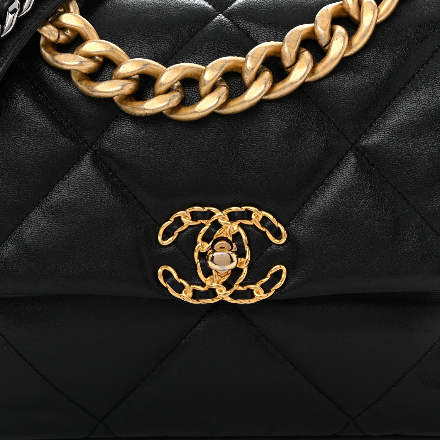 Chanel Shiny Goatskin Quilted Large Chanel 19 Flap Black 8 of 11