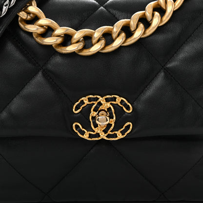 Chanel Shiny Goatskin Quilted Large Chanel 19 Flap Black 8 of 11