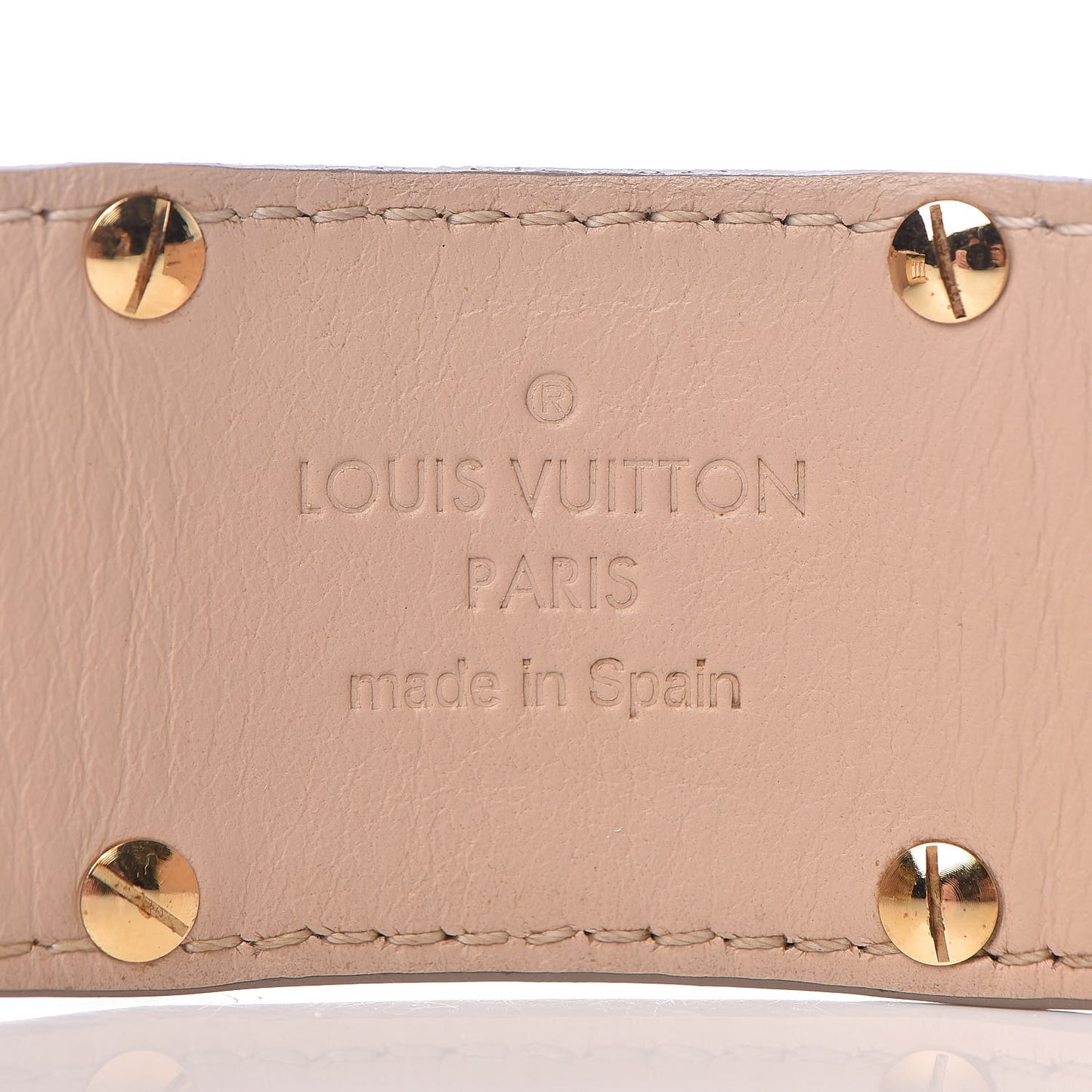 Calfskin So LV Cuff Bracelet 17 Beige