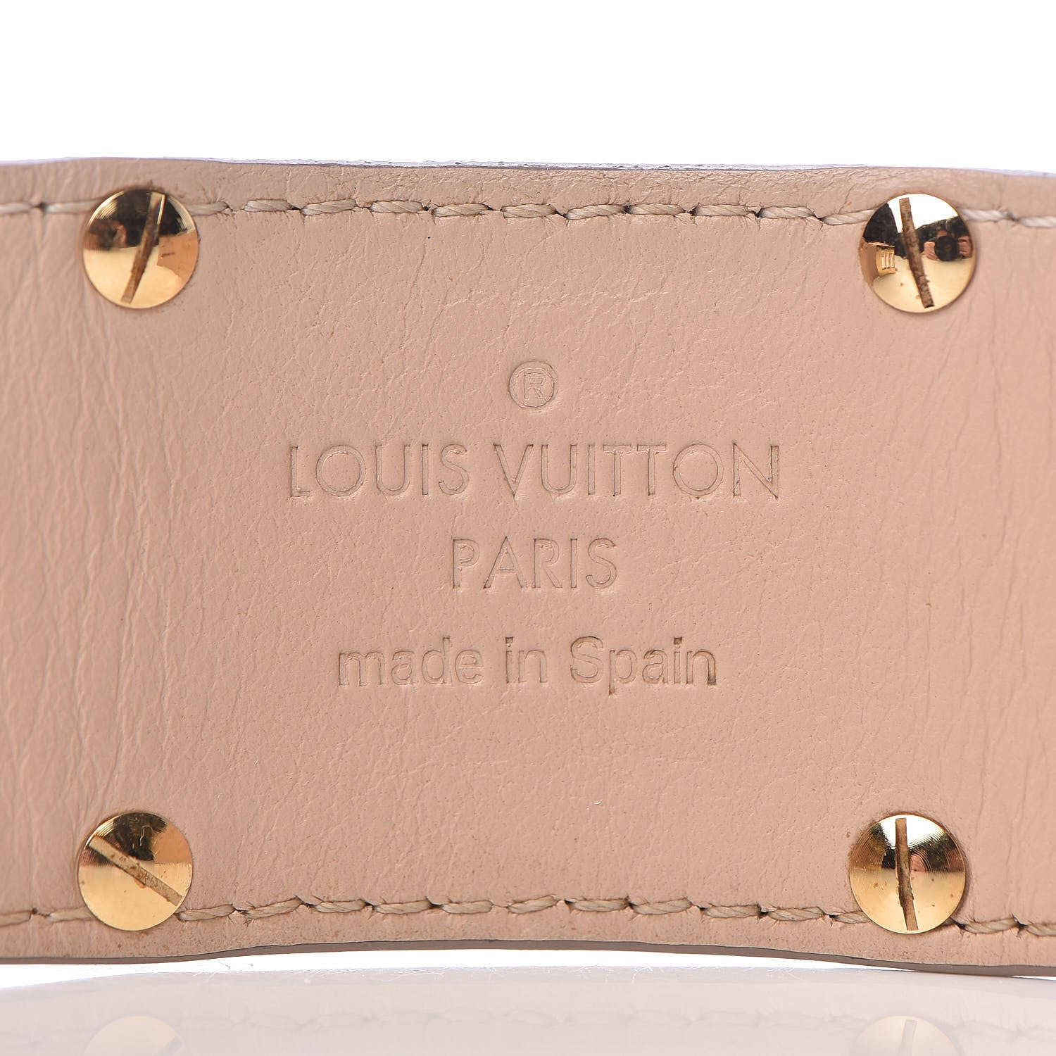 Louis Vuitton Calfskin So LV Cuff Bracelet 17 Beige 4 of 7