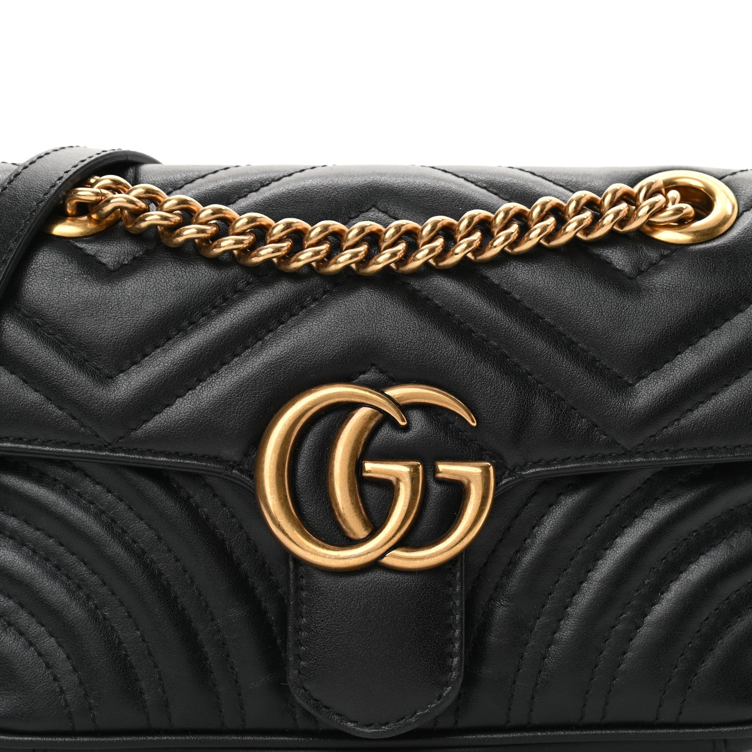 Gucci Calfskin Matelasse Mini GG Marmont Shoulder Bag Black 8 of 12