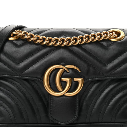 Gucci Calfskin Matelasse Mini GG Marmont Shoulder Bag Black 8 of 12